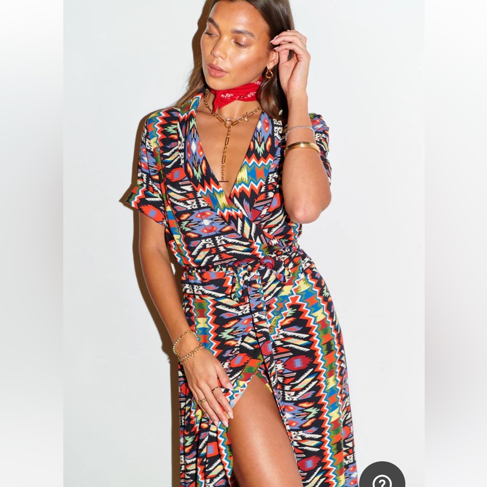 Never Fully Dressed Abstract Print Brooklyn Wrap Dress